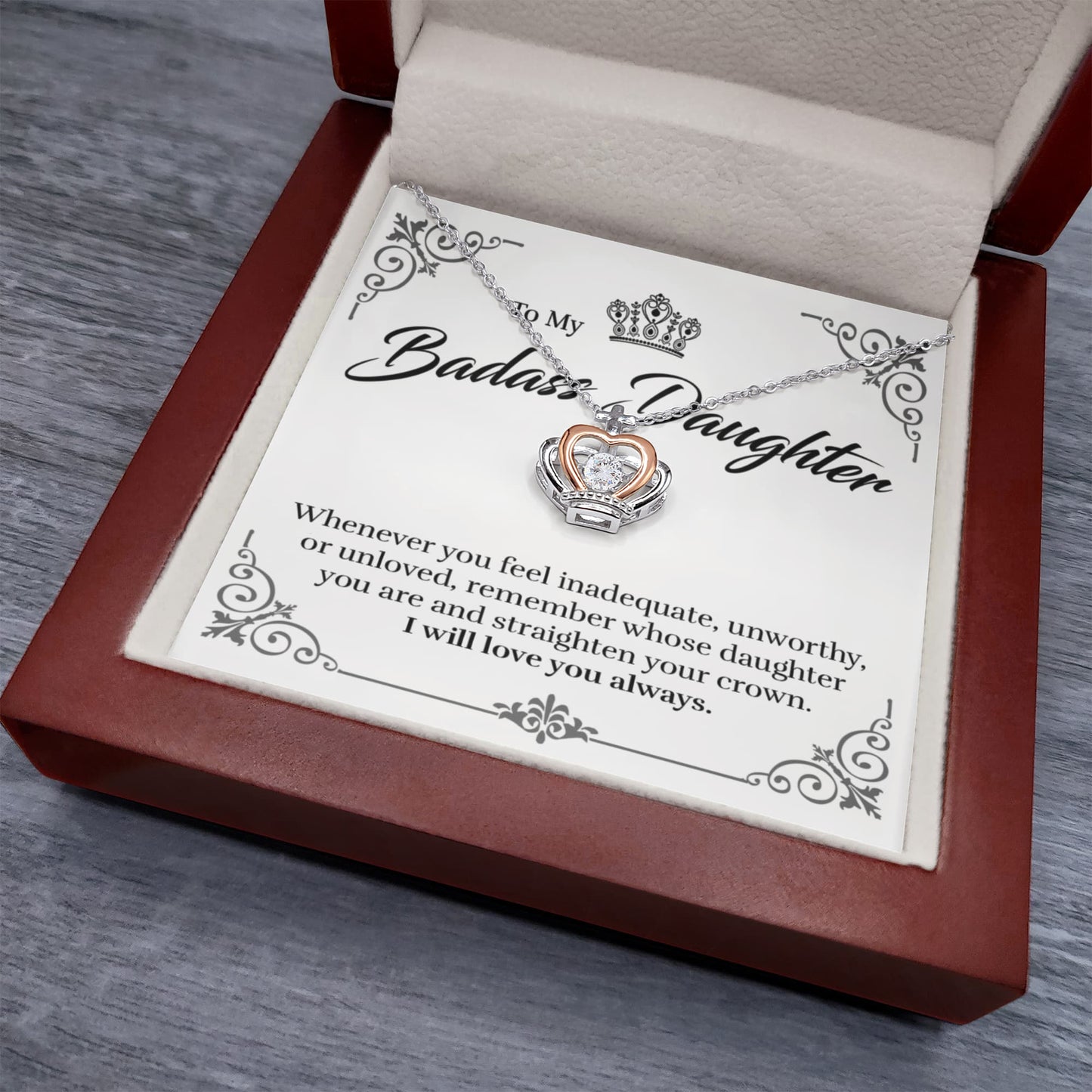 To Daughter - Straighten Your Crown - Crown Pendant Necklace