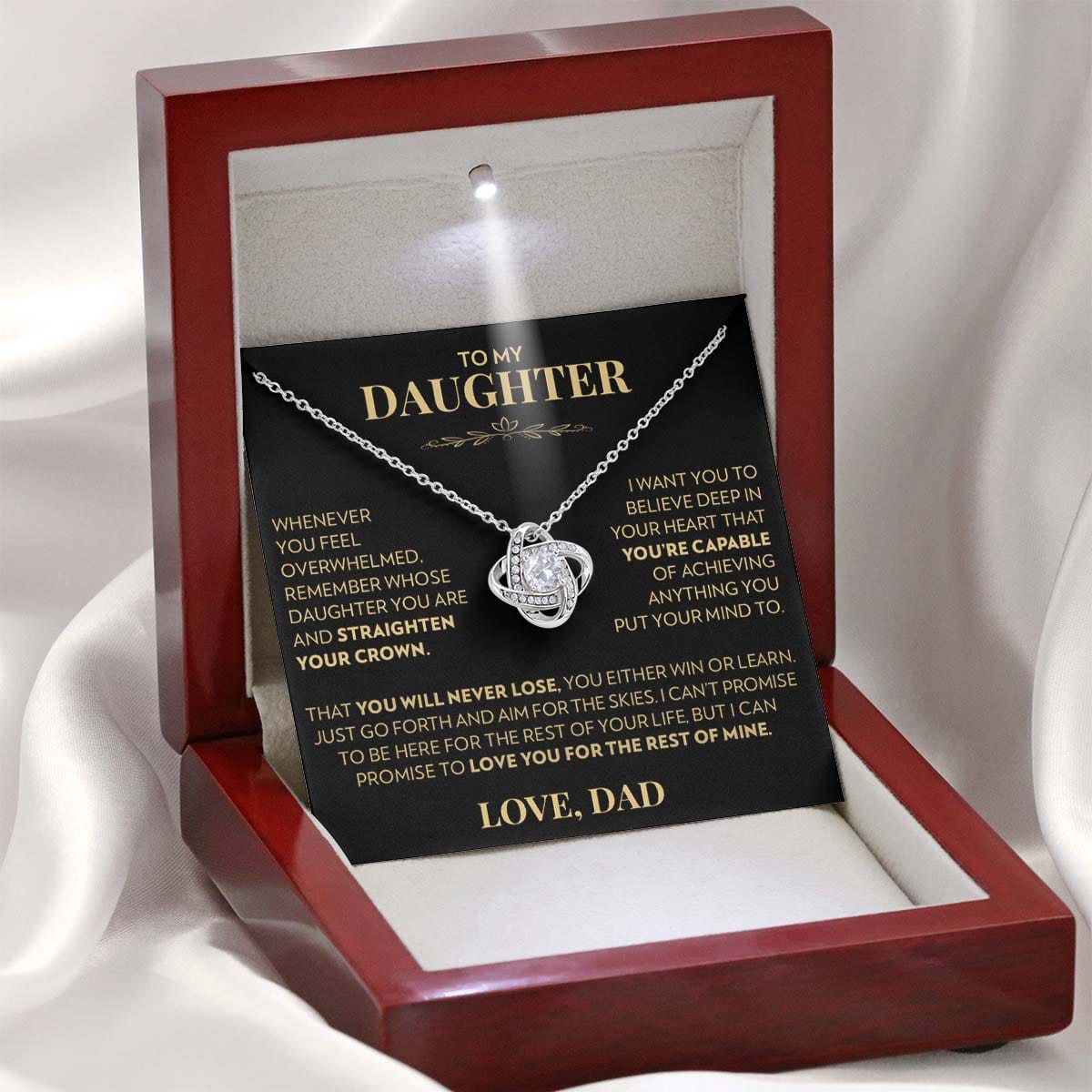 To Daughter (From Dad) - You're Capable - Love Knot Necklace