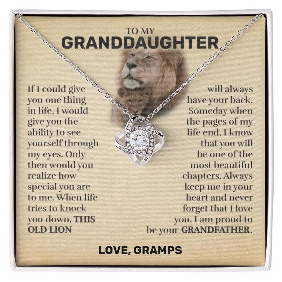 Granddaughter (From Grandpa) - This Old Lion - Love Knot Necklace - Custom Signature