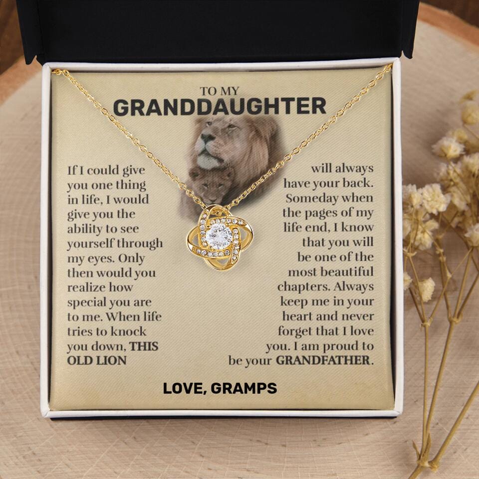 Granddaughter (From Grandpa) - This Old Lion - Love Knot Necklace - Custom Signature