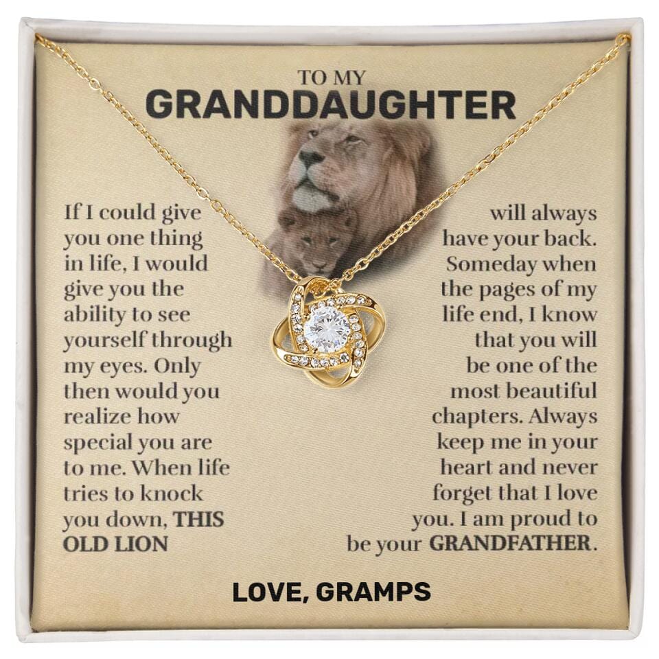 Granddaughter (From Grandpa) - This Old Lion - Love Knot Necklace - Custom Signature