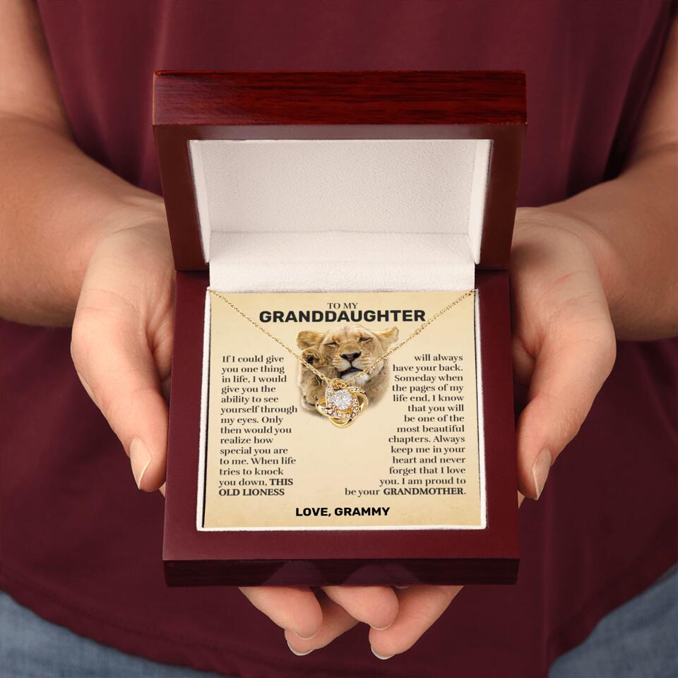 Granddaughter (From Grandma) - This Old Lioness - Love Knot Necklace - Custom Signature
