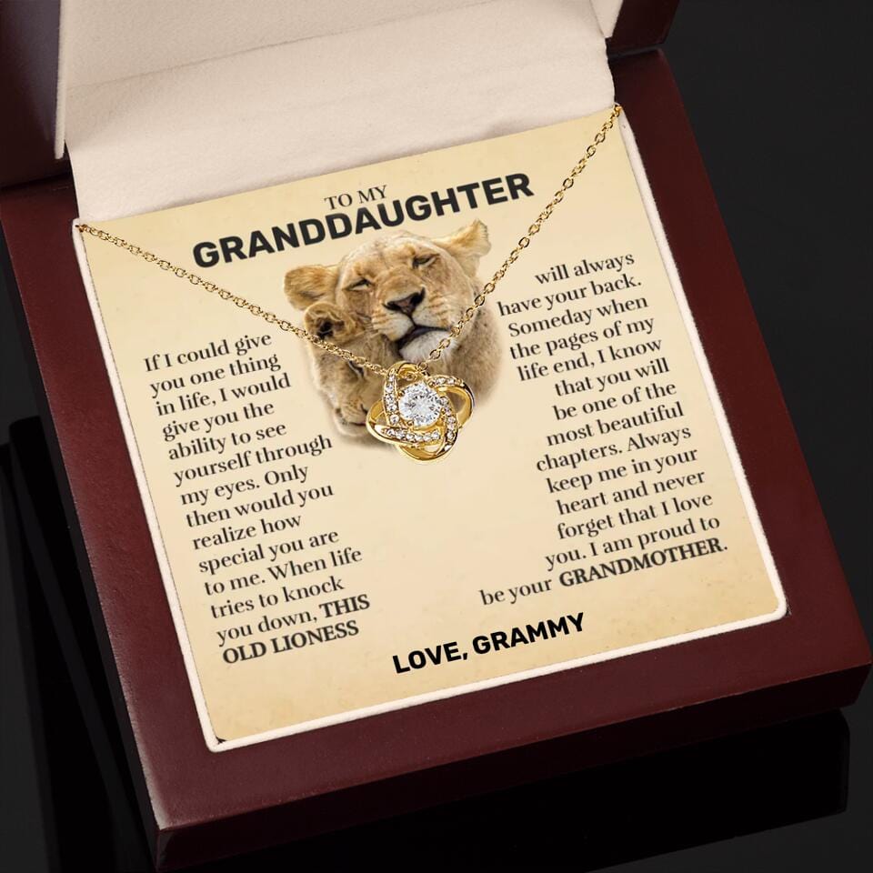 Granddaughter (From Grandma) - This Old Lioness - Love Knot Necklace - Custom Signature