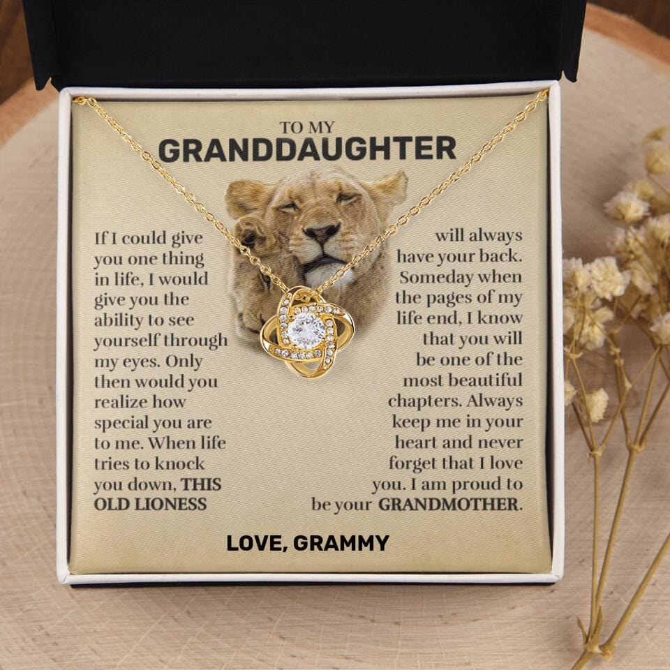 Granddaughter (From Grandma) - This Old Lioness - Love Knot Necklace - Custom Signature