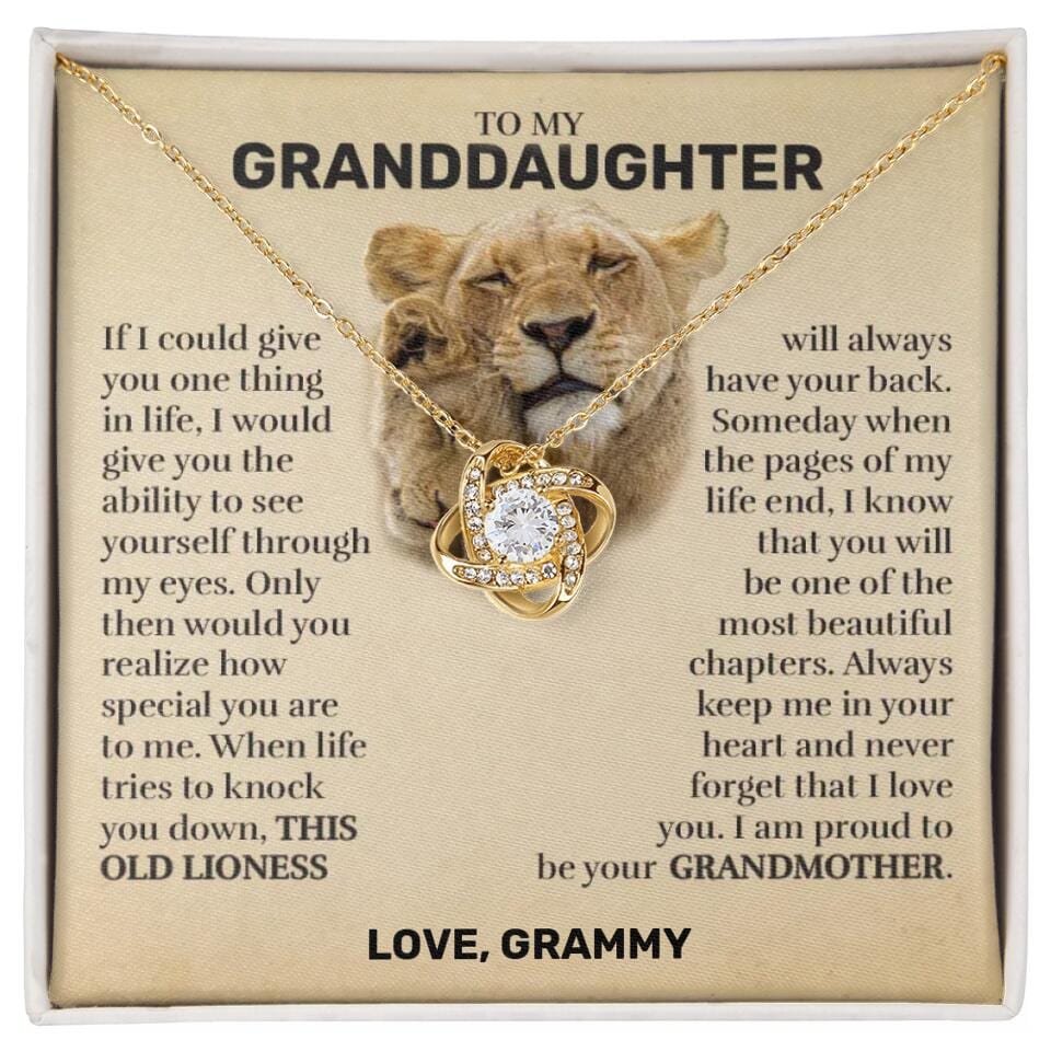 Granddaughter (From Grandma) - This Old Lioness - Love Knot Necklace - Custom Signature