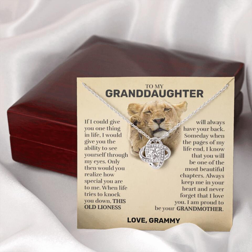 Granddaughter (From Grandma) - This Old Lioness - Love Knot Necklace - Custom Signature