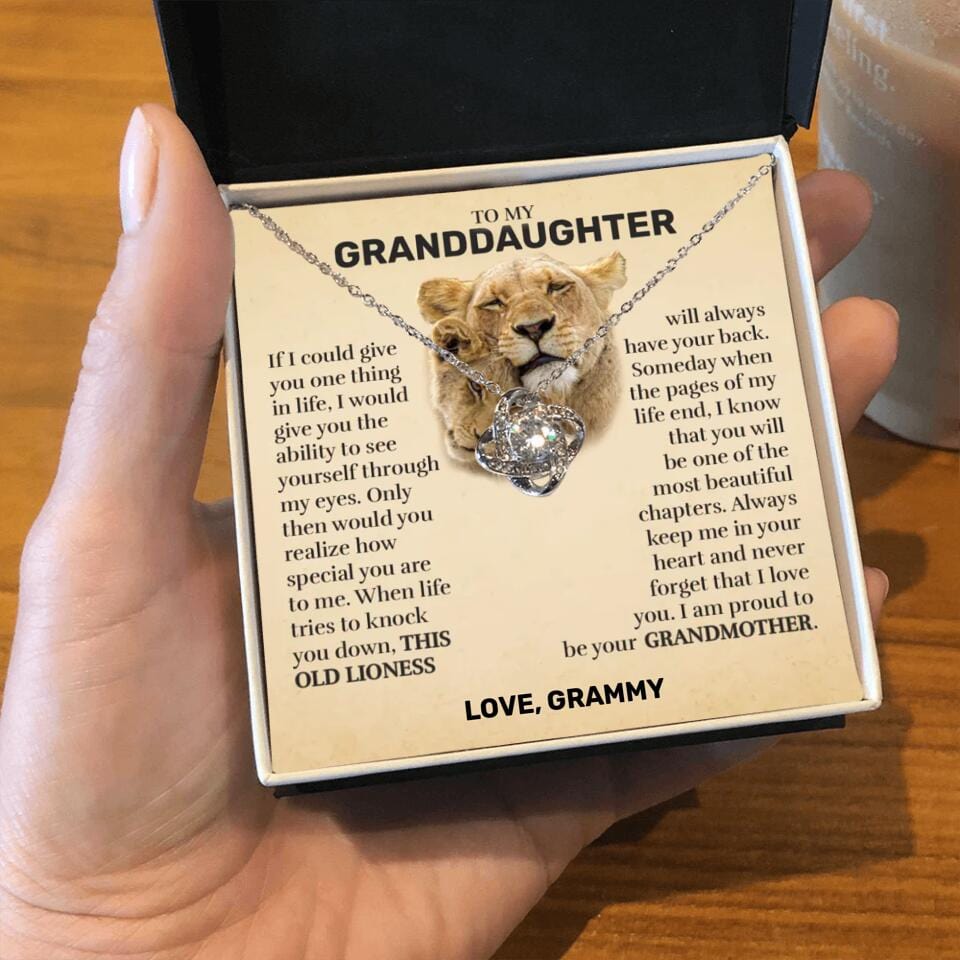 Granddaughter (From Grandma) - This Old Lioness - Love Knot Necklace - Custom Signature