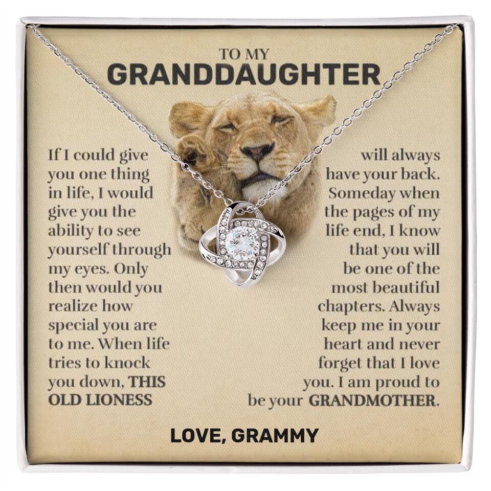 Granddaughter (From Grandma) - This Old Lioness - Love Knot Necklace - Custom Signature