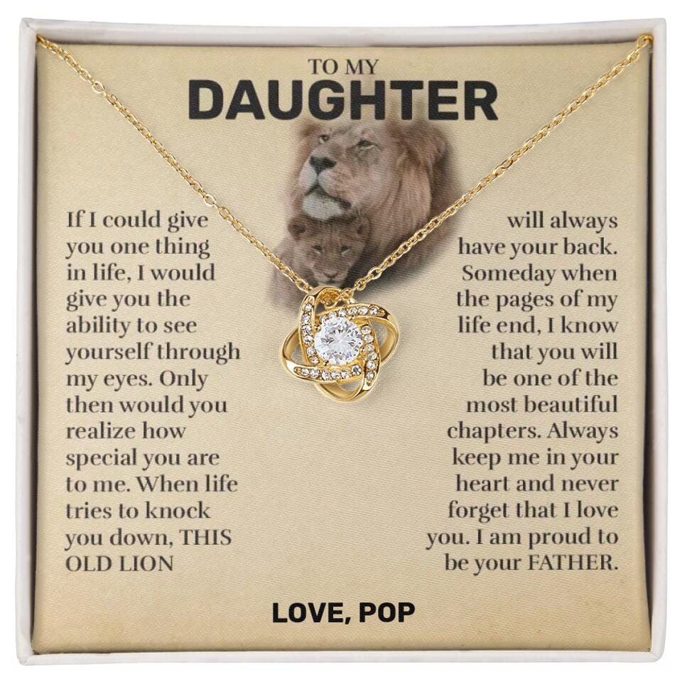 Daughter (From Dad) - This Old Lion - Love Knot Necklace - Custom Signature