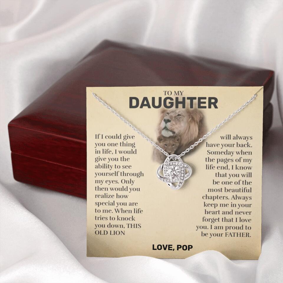 Daughter (From Dad) - This Old Lion - Love Knot Necklace - Custom Signature