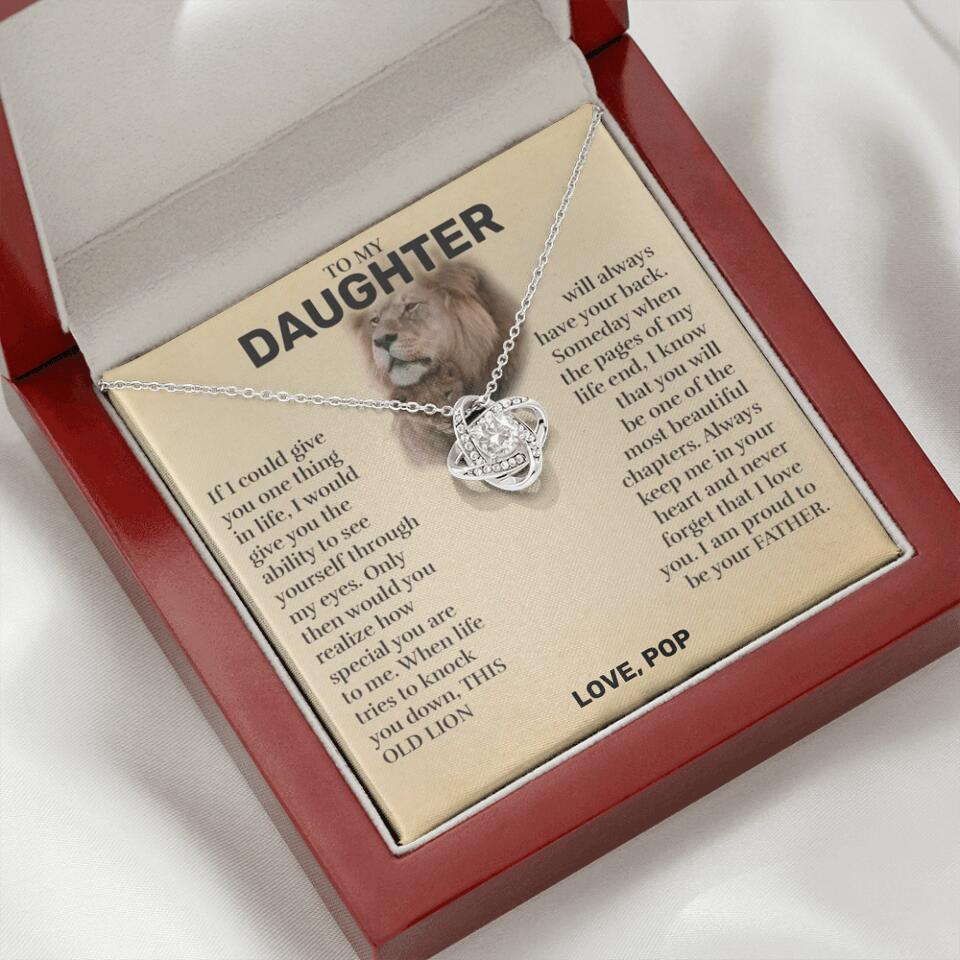 Daughter (From Dad) - This Old Lion - Love Knot Necklace - Custom Signature