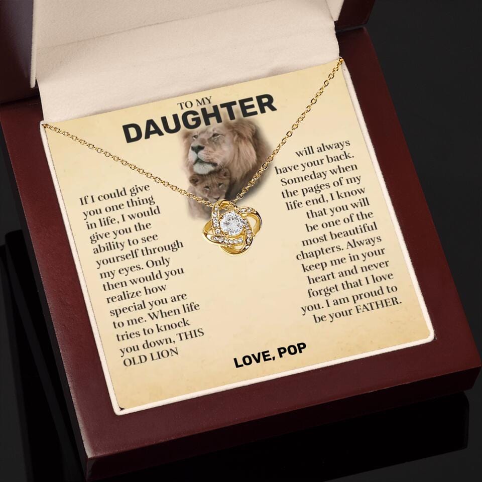 Daughter (From Dad) - This Old Lion - Love Knot Necklace - Custom Signature