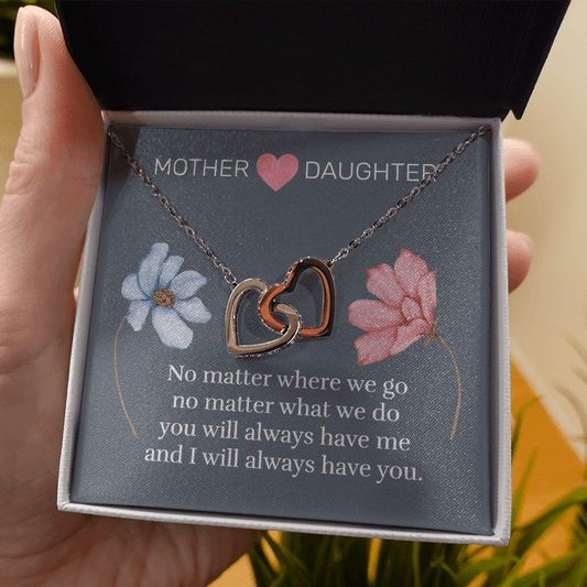 Mother & Daughter - Always - Interlocking Hearts