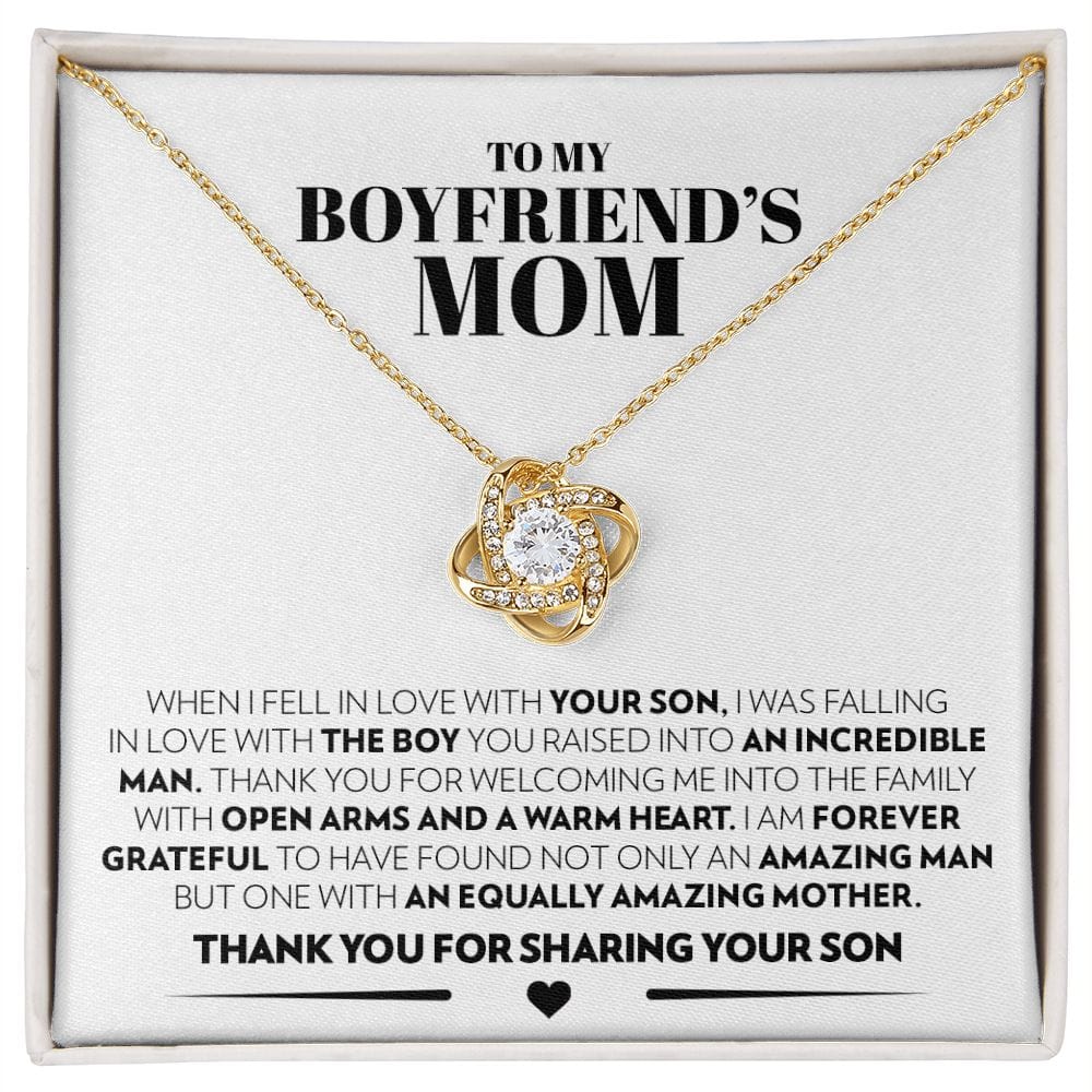To My Boyfriend's Mom - Thank You - Love Knot Necklace