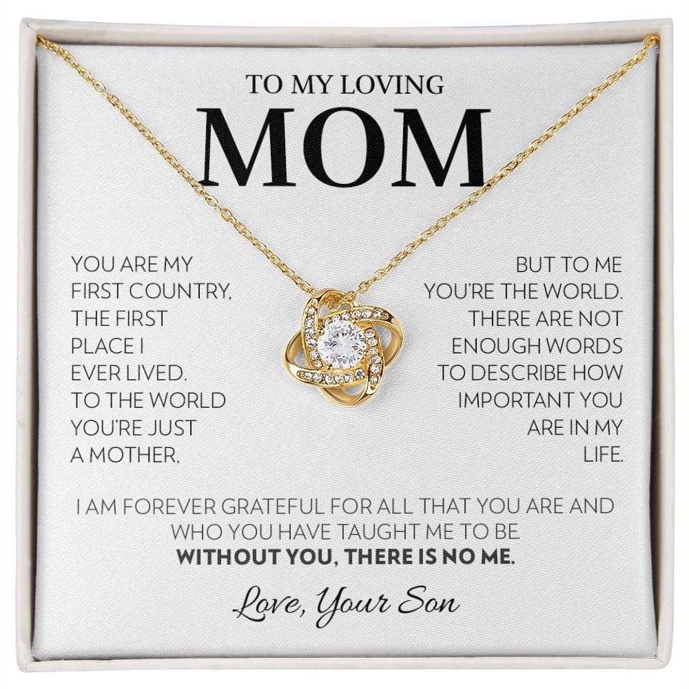 Mom (from Son) - First Country (White) - Love Knot Necklace