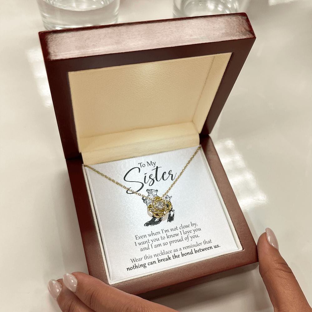 To My Sister - Close Winnie The Pooh - Love Knot Necklace