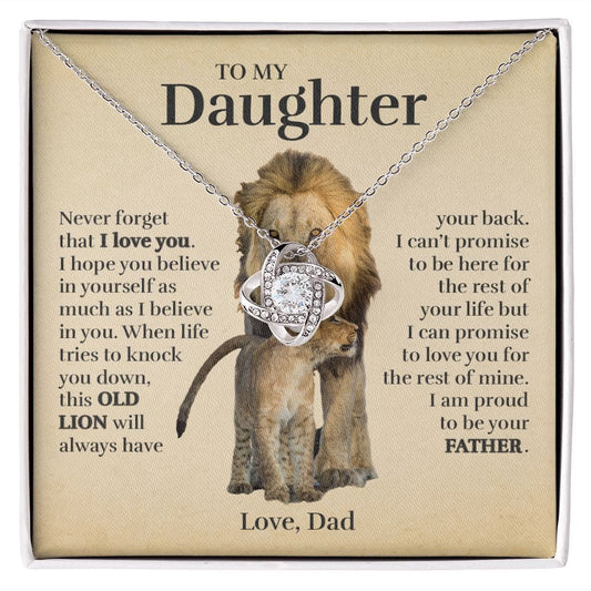 To My Daughter (From Dad) - Proud Old Lion - Love Knot Necklace