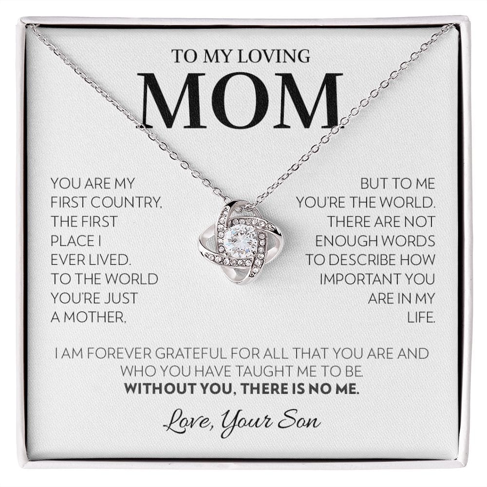Mom (from Son) - First Country (White) - Love Knot Necklace