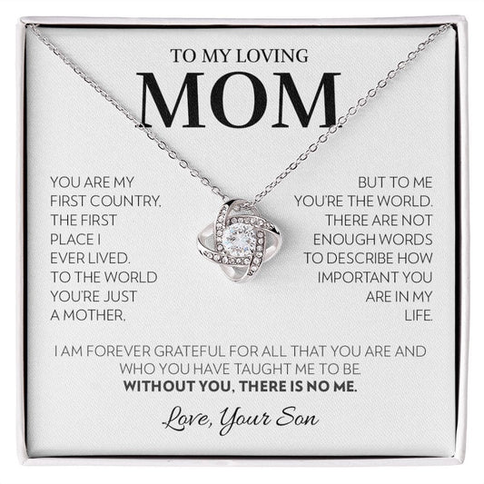 Mom (from Son) - First Country (White) - Love Knot Necklace