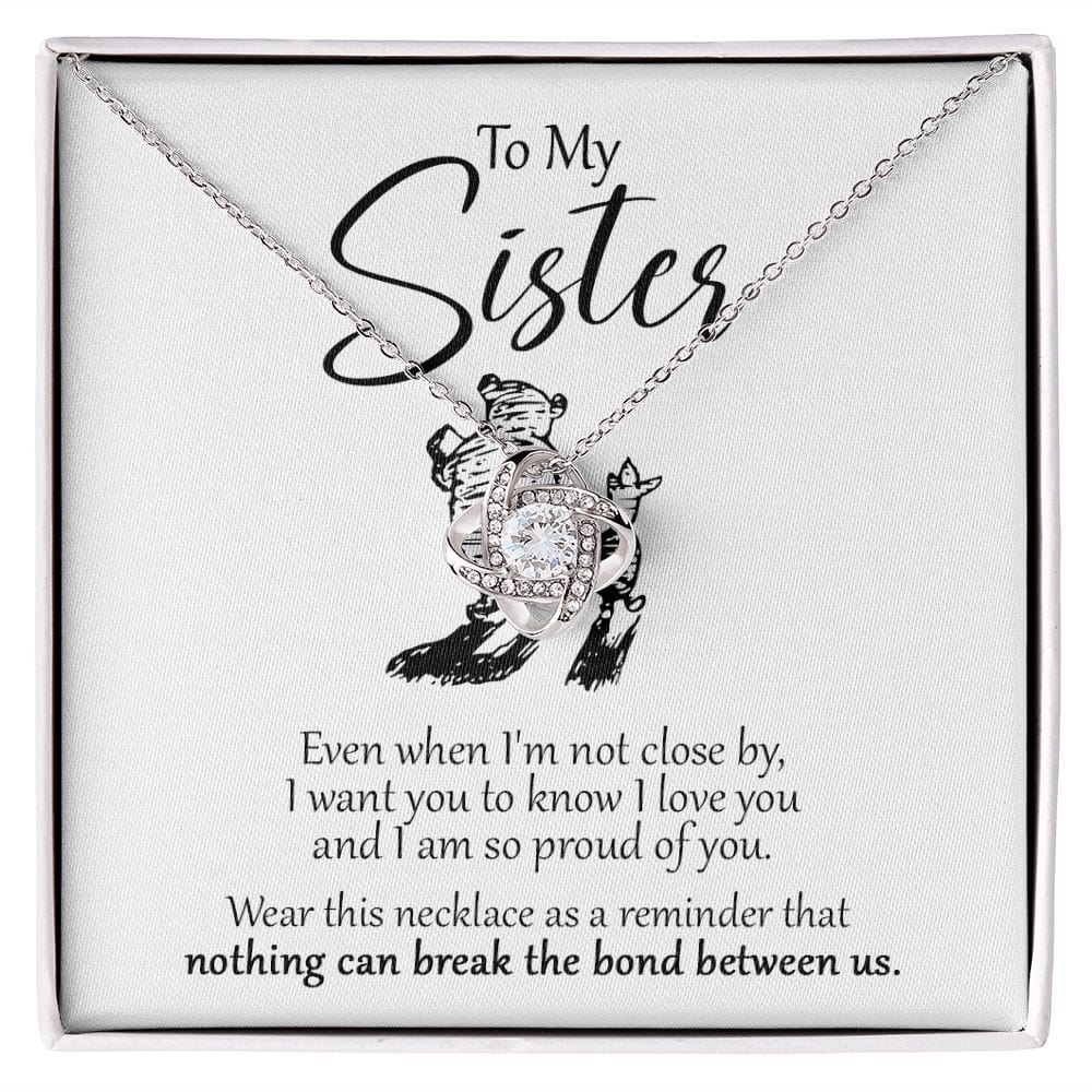 To My Sister - Close Winnie The Pooh - Love Knot Necklace