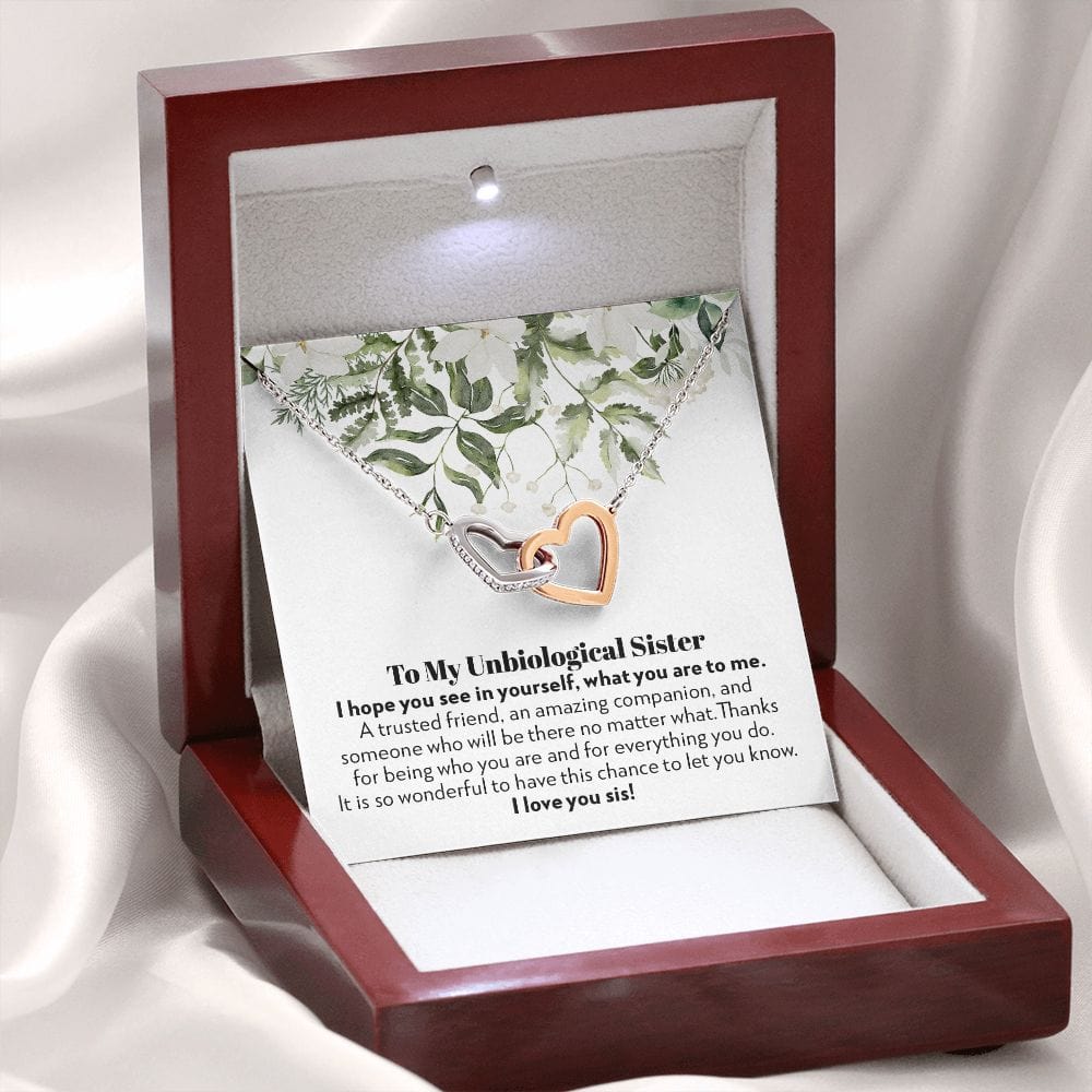 To My Unbiological Sister - Trusted Friend - Interlocking Hearts Necklace