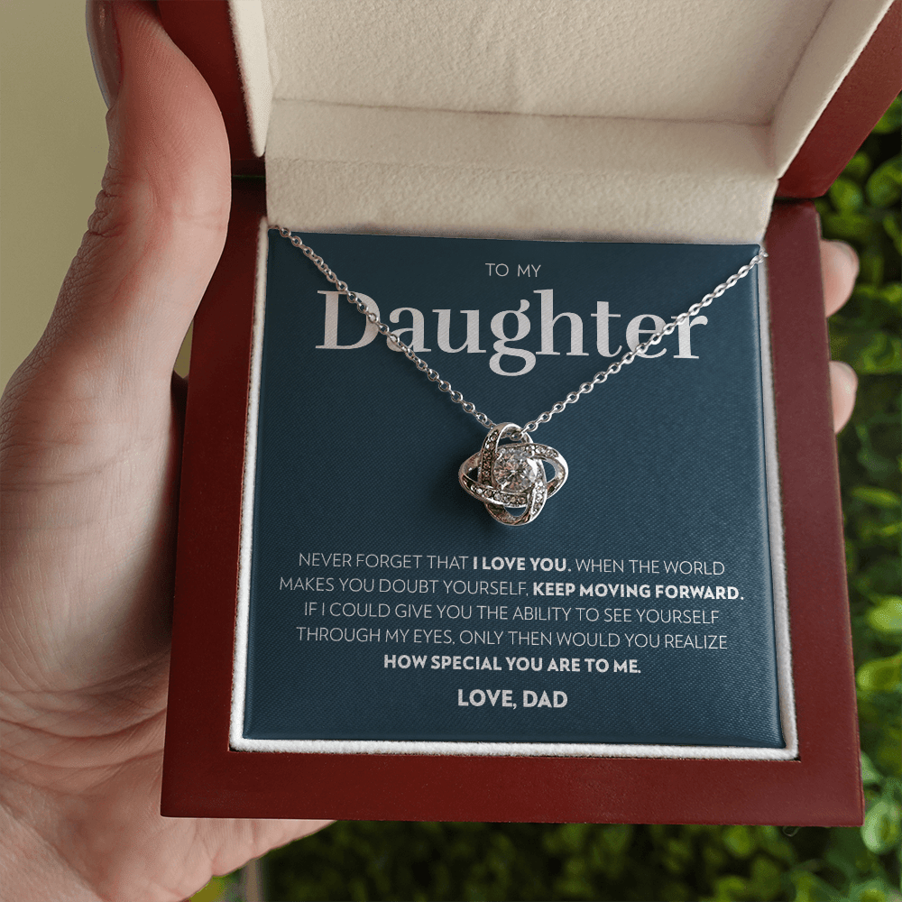 Daughter (From Dad) - Keep Moving Forward - Love Knot Necklace