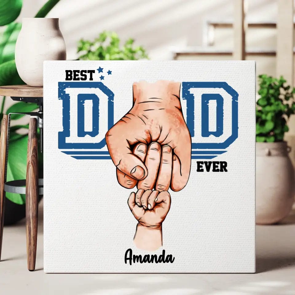 Best Dad Ever (Fist Bump) with Custom Family Names - Canvas