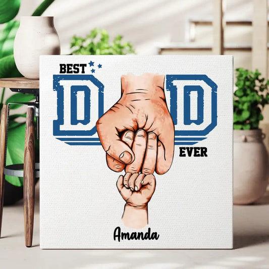 Best Dad Ever (Fist Bump) with Custom Family Names - Canvas