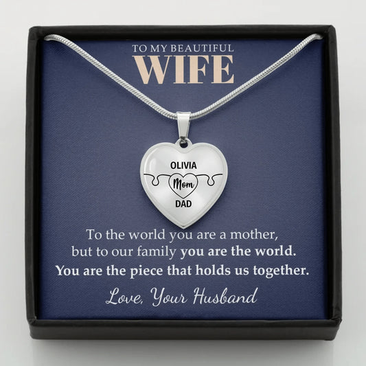 To Wife - You Are The Piece - Customizable Puzzle Piece Necklace Teeinblue Mockup STEEL