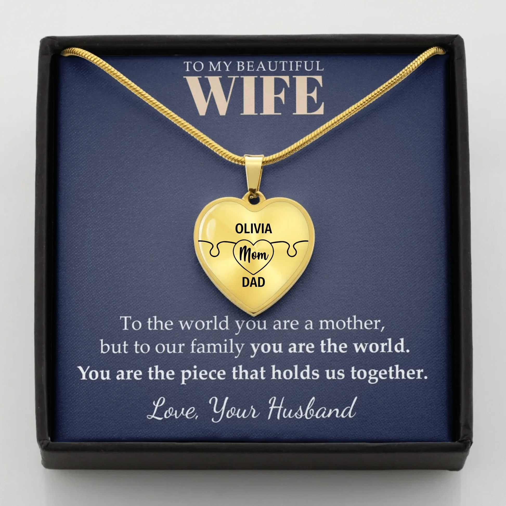 To Wife - You Are The Piece - Customizable Puzzle Piece Necklace Teeinblue Mockup GOLD