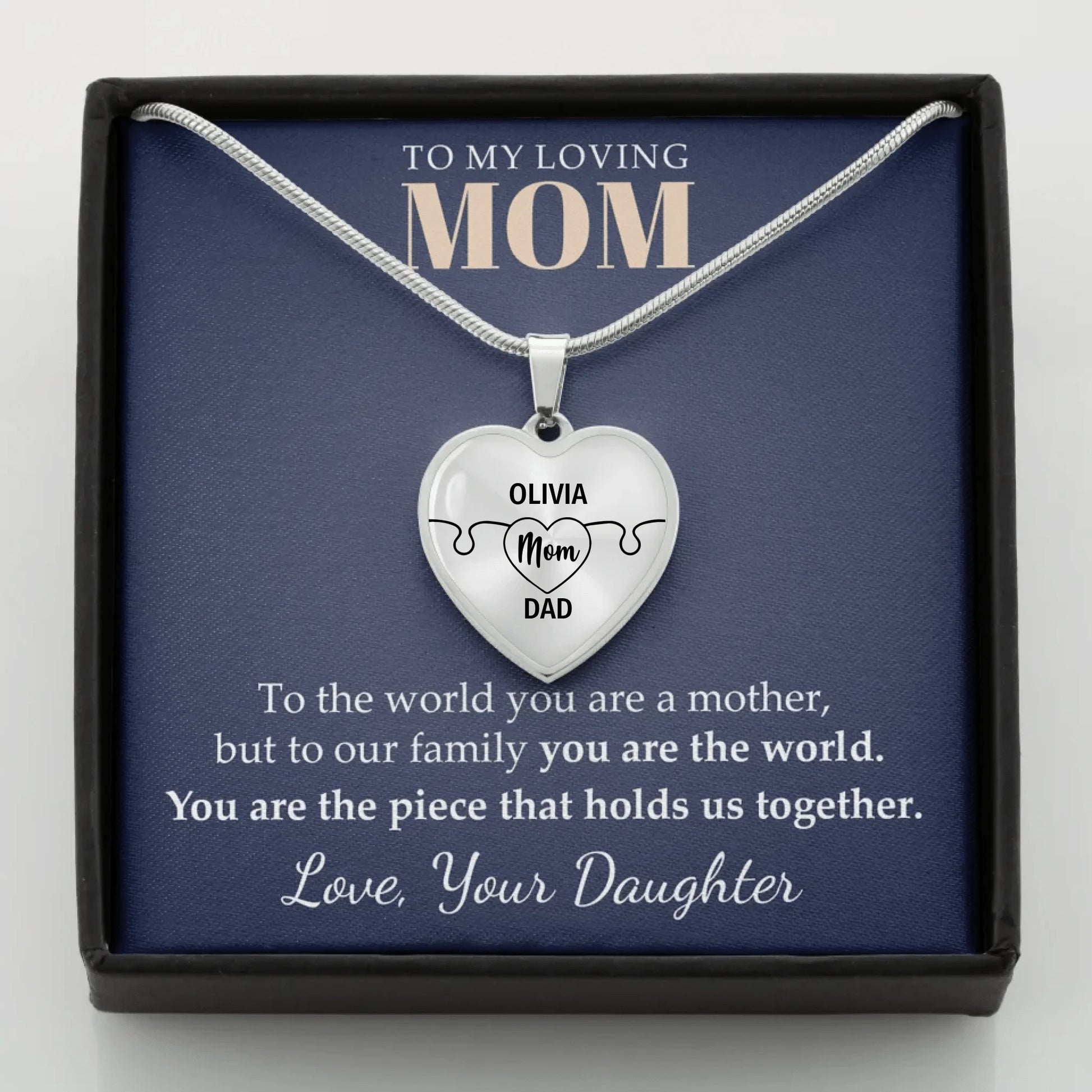 To Mom (From Daughter) - You Are The Piece - Customizable Puzzle Piece Necklace Teeinblue Mockup STEEL