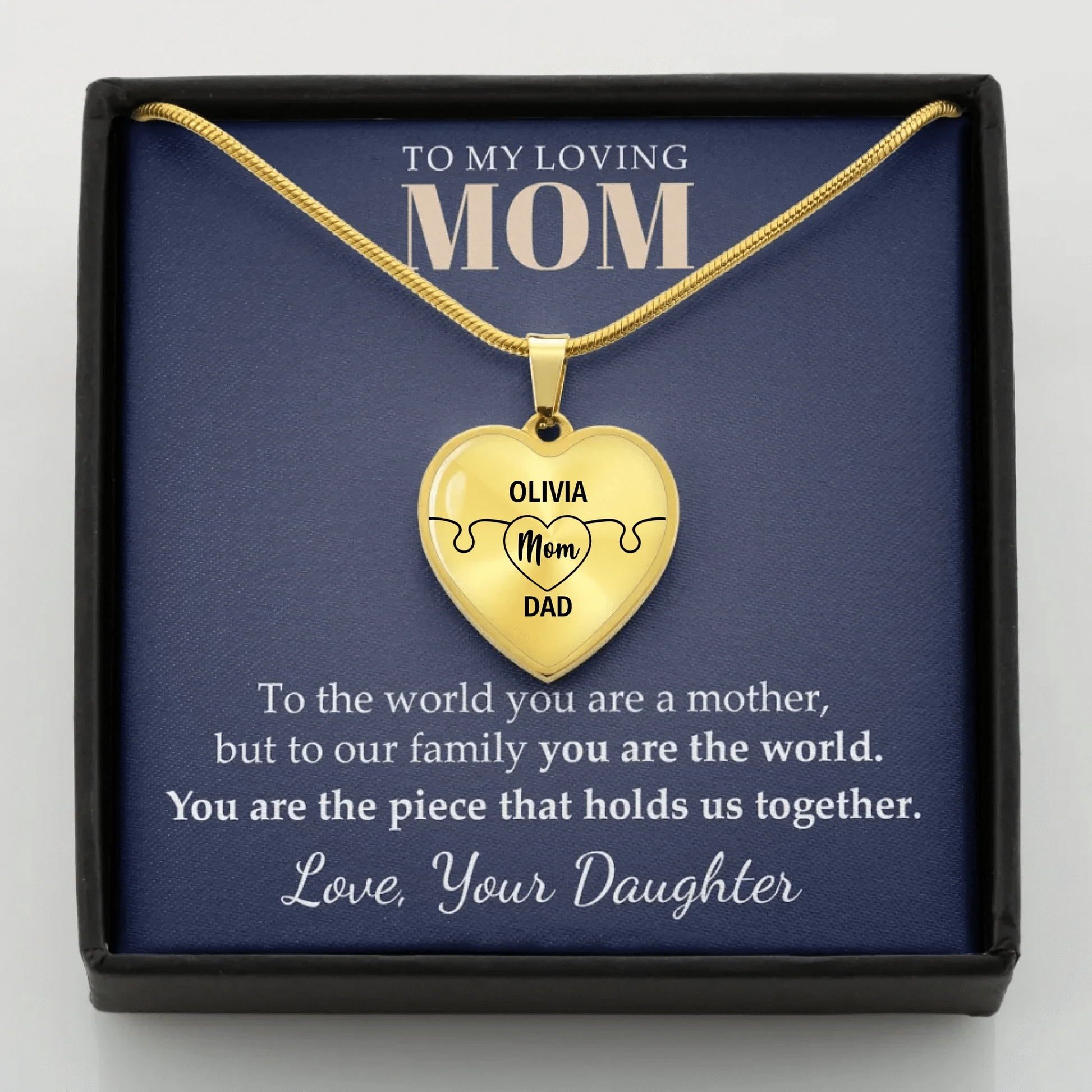 To Mom (From Daughter) - You Are The Piece - Customizable Puzzle Piece Necklace Teeinblue Mockup GOLD