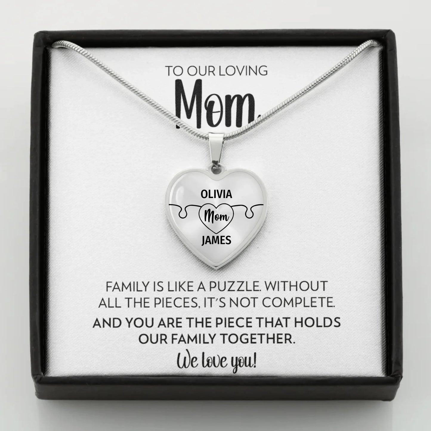 Family is like a puzzle white mockup for teeinblue STEEL