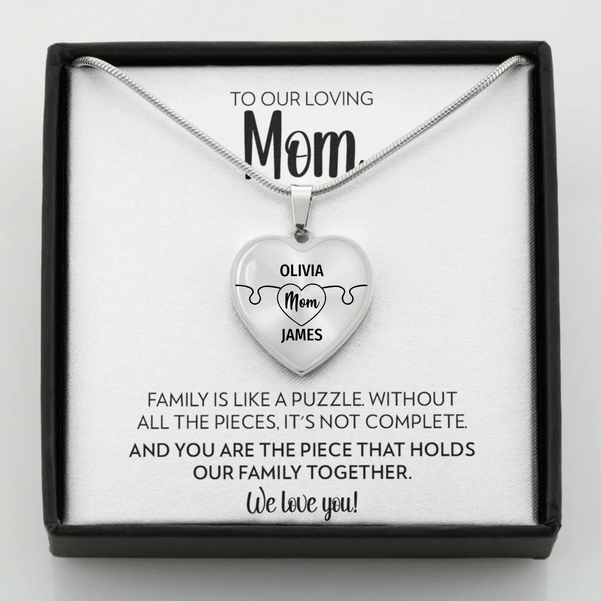 Family is like a puzzle white mockup for teeinblue STEEL