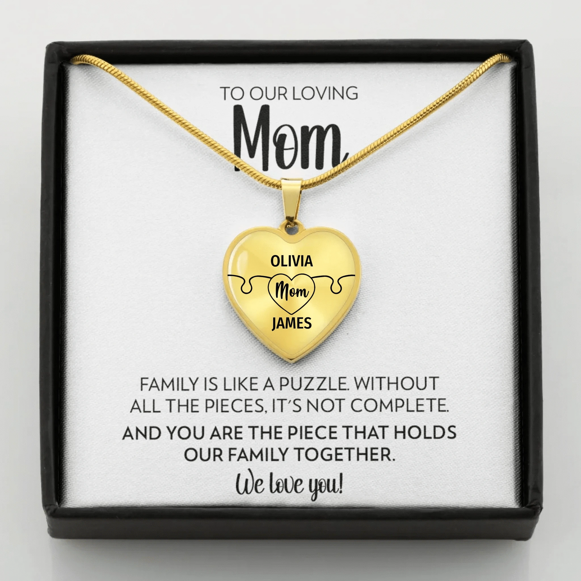 Family is like a puzzle white mockup for teeinblue