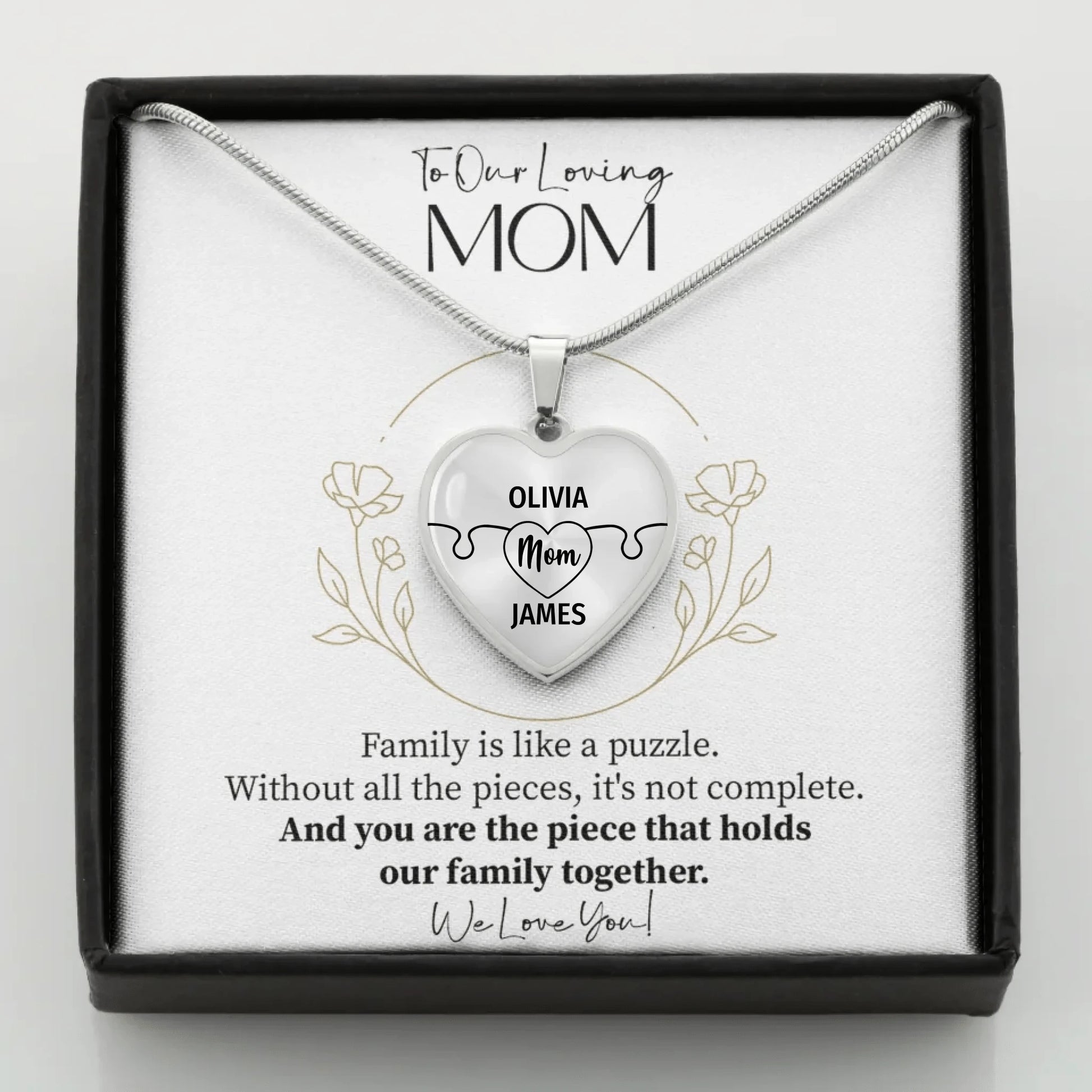 To Mom - D2 Family Is Like A Puzzle - Customizable Puzzle Piece Necklace Teeinblue Mockup STEEL