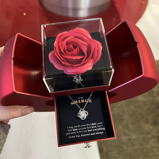 Soulmate - Last Everything - Love Knot Necklace with Red Heart Rose Box