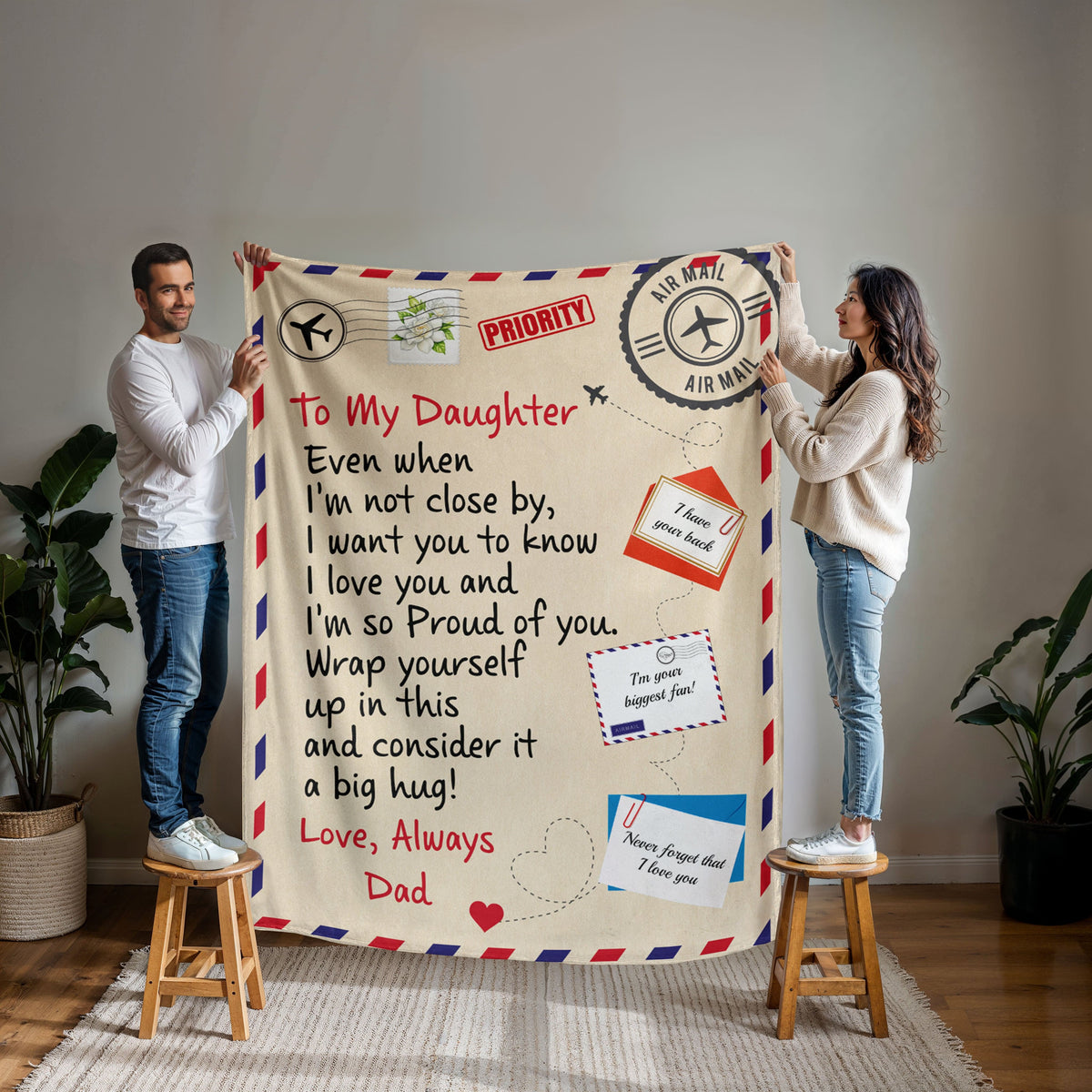 To Daughter - From Dad - Envelope Blanket