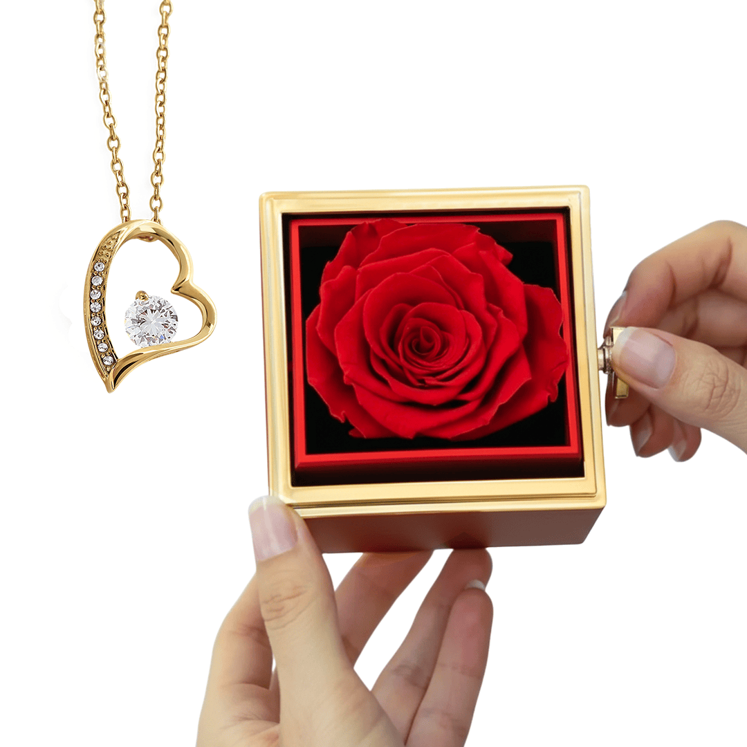 Forever Love Necklace with Rotating Rose Gift Box