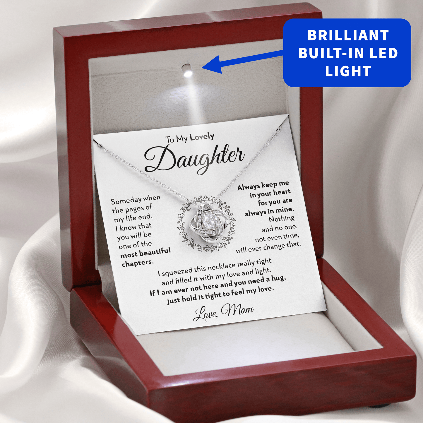 To My Daughter (From Mom) - Feel My Love - Love Knot Necklace