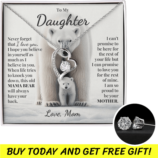 To My Daughter (From Mom) - This Old Mama Bear - Forever Love Necklace and Free Gift