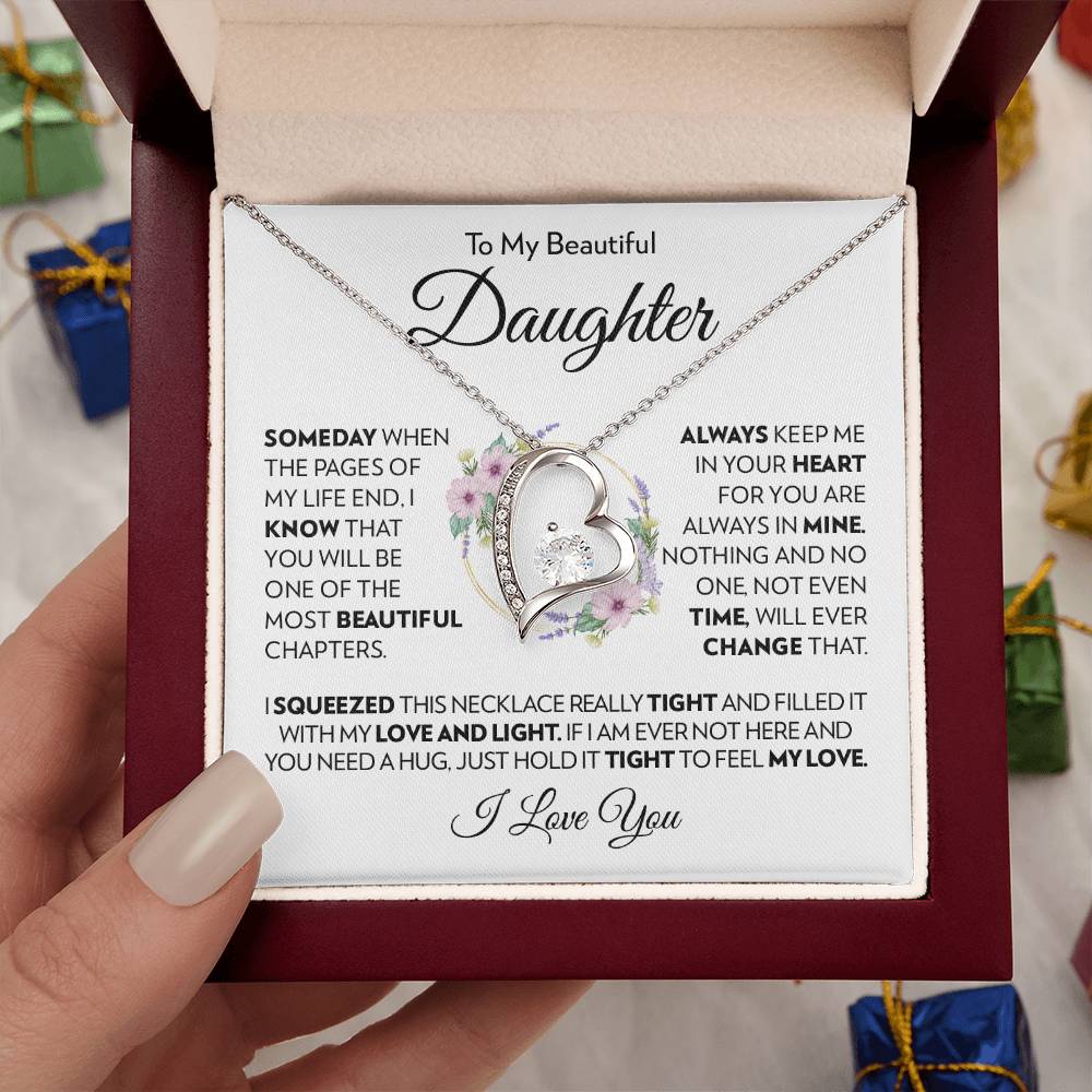 To My Beautiful Daughter - Always Keep Me In Your Heart - Forever Love Necklace