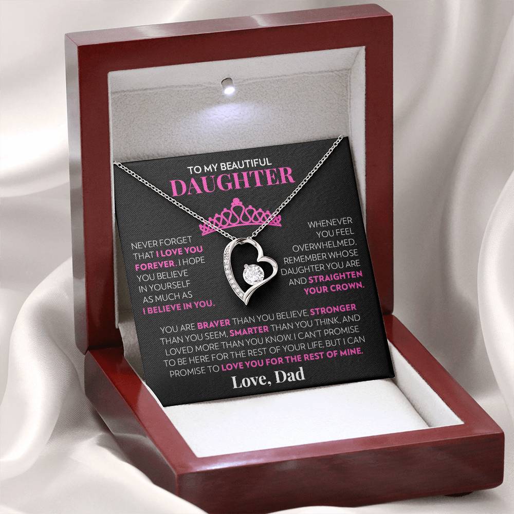 To My Daughter (From Dad) - Straighten Your Crown - Forever Love Necklace