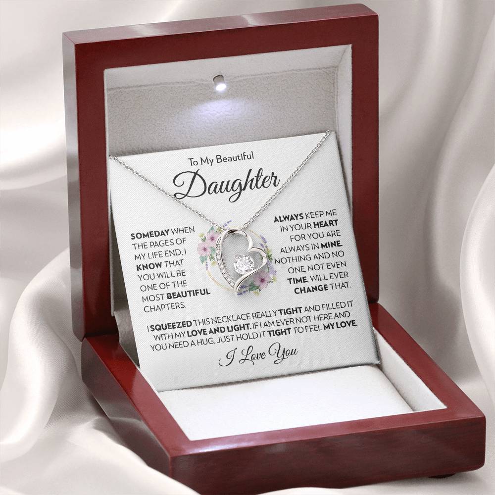 To My Beautiful Daughter - Always Keep Me In Your Heart - Forever Love Necklace
