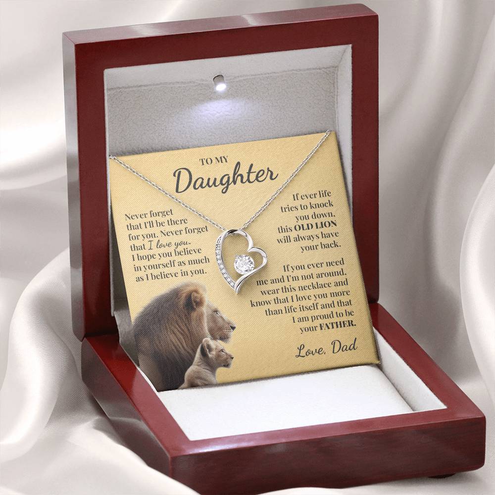To My Daughter (From Dad) - This Old Lion Will Always Have Your Back - Forever Love Necklace