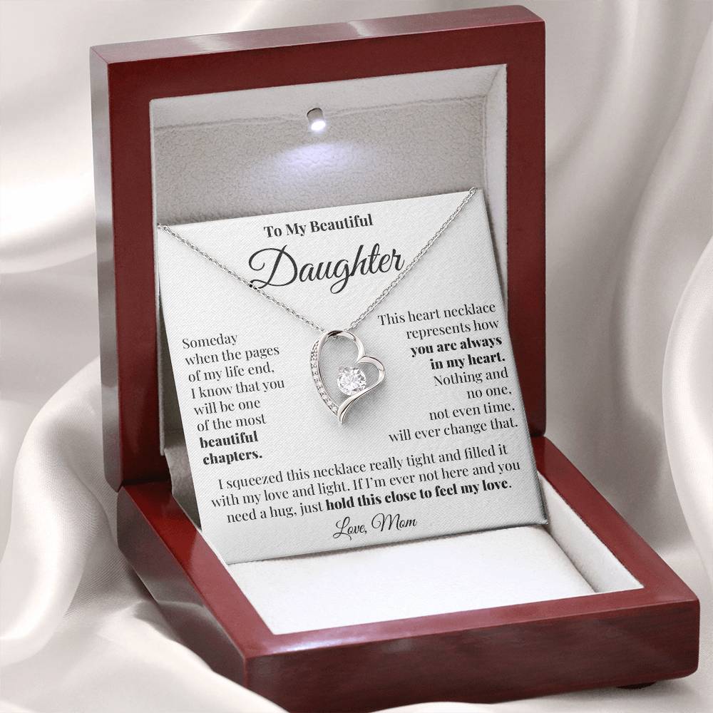 To Daughter (From Mom) - Heart - Forever Love Necklace