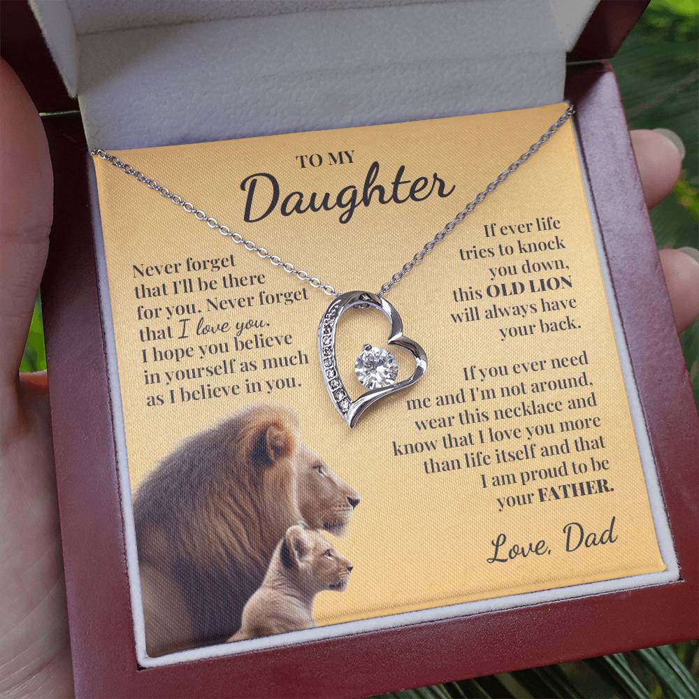 To My Daughter (From Dad) - This Old Lion Will Always Have Your Back - Forever Love Necklace