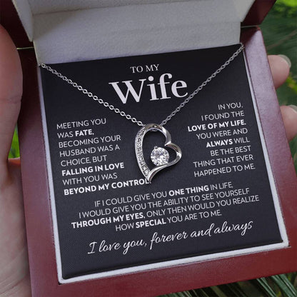 To My Wife Necklace from Husband with Love of My Life Message Card, Heart Pendant