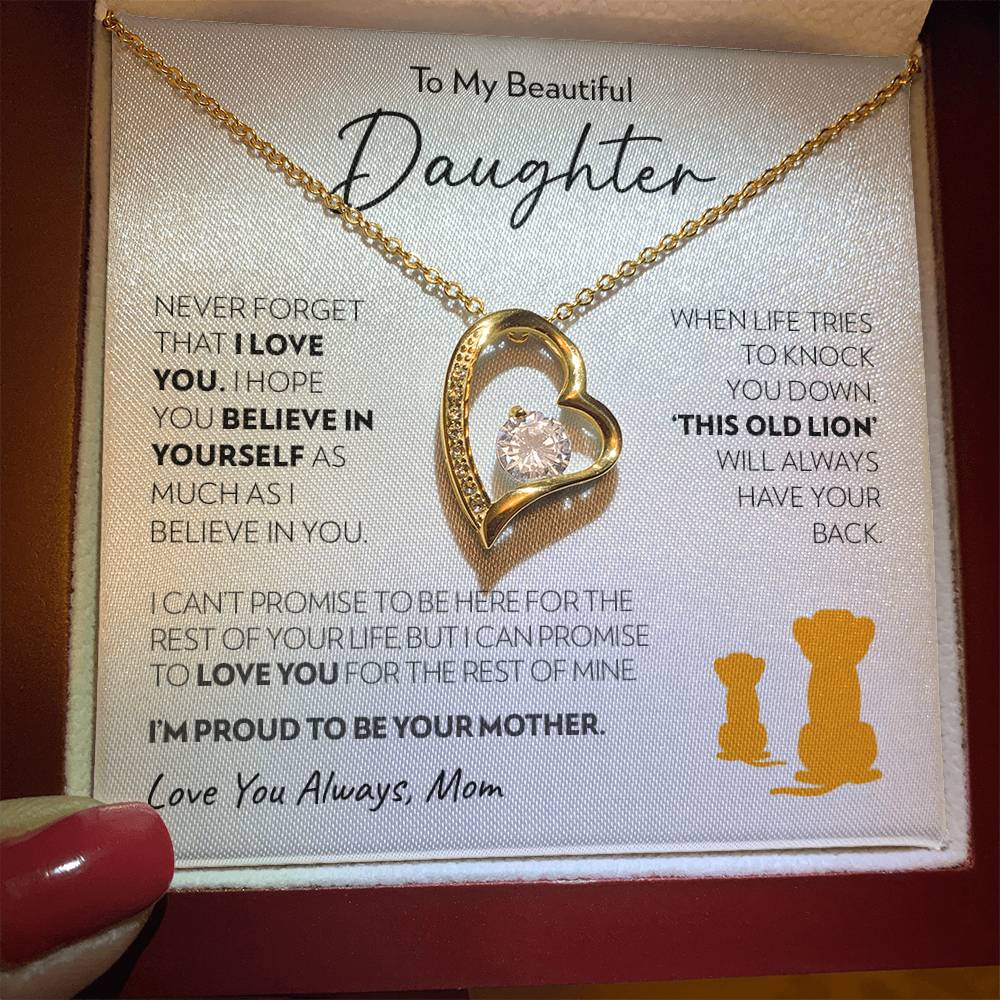 Daughter (from Mom) - Old Lion - Forever Love Necklace