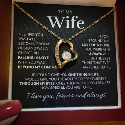 To My Wife Necklace from Husband with Love of My Life Message Card, Heart Pendant